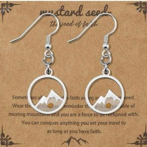 “Mustard Seed Mountain” Move Mountains Faith Christian Catholic Steel Earrings